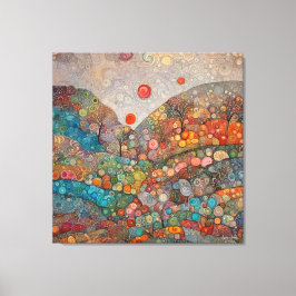 KLIMT STIJL KLEURRIJKE GRILLIGE LANDSCHAP WERVELIN CANVAS AFDRUK