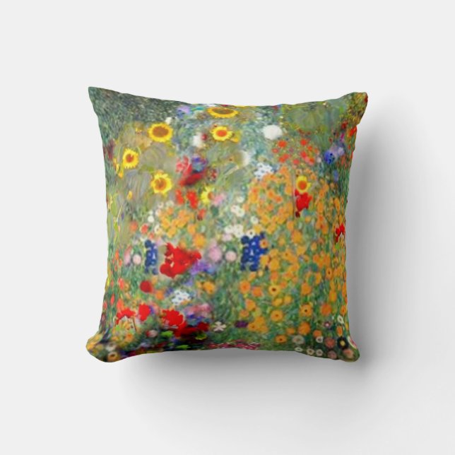 Klimt Style Flower Garden Pillow door Sharles Kussen (Voorkant)