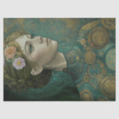 Klimt-Style Meisje met bloemen in haar Decoupage Tissuepapier (Voorkant)