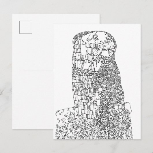 Klimt "The Kiss" beroemde kunst | Kleur uw eigen Briefkaart (Voorkant / Achterkant)