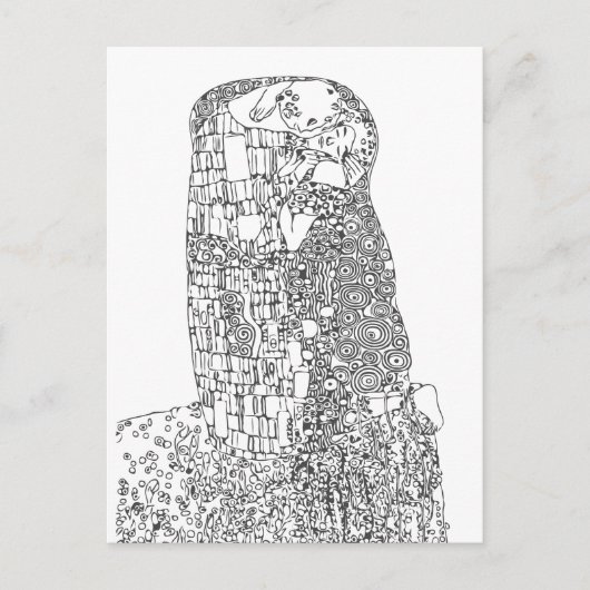 Klimt "The Kiss" beroemde kunst | Kleur uw eigen Briefkaart (Voorkant)