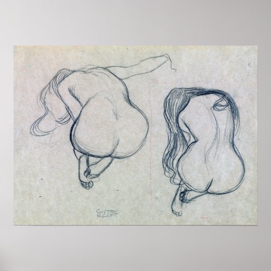 Klimt - twee studies van een vrouw die in haar sto poster (Voorkant)