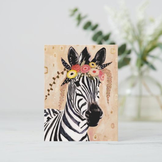 Klimt Zebra | Bodemteelt Briefkaart (Staand voorkant)