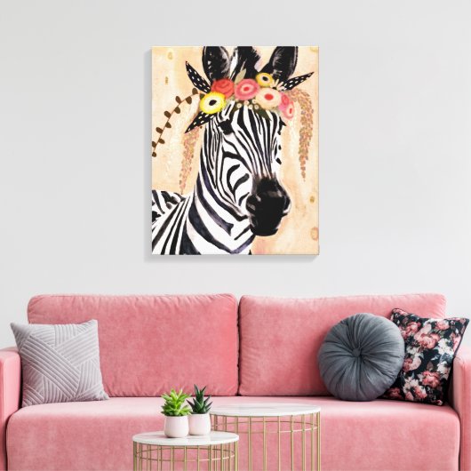 Klimt Zebra | Bodemteelt Canvas Afdruk (Insitu (Woonkamer))