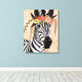 Klimt Zebra | Bodemteelt Canvas Afdruk (Insitu (Houten vloer))