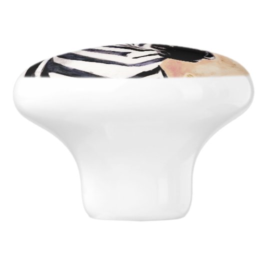 Klimt Zebra | Bodemteelt Keramische Knop (Zijkant)