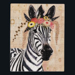 Klimt Zebra | Bodemteelt Puzzel<br><div class="desc">In deze afbeelding staat een zoete zebra gekleurd in een kroon van bloemen. | door Victoria Borges. Afbeelding-ID: 128246GG</div>