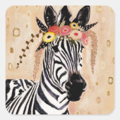 Klimt Zebra | Bodemteelt Vierkante Sticker (Voorkant)