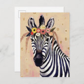 Klimt Zebra | In bloemen toegevoegd Briefkaart (Voorkant / Achterkant)