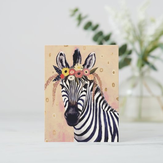 Klimt Zebra | In bloemen toegevoegd Briefkaart (Staand voorkant)