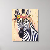 Klimt Zebra | In bloemen toegevoegd Canvas Afdruk (Voorkant)