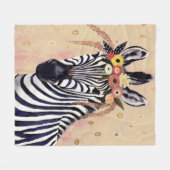 Klimt Zebra | In bloemen toegevoegd Fleece Deken (Voorkant (Horizontaal))