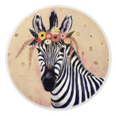 Klimt Zebra | In bloemen toegevoegd Keramische Knop (Voorkant)