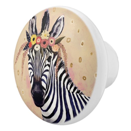 Klimt Zebra | In bloemen toegevoegd Keramische Knop (Rechts)