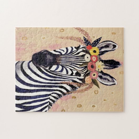 Klimt Zebra | In bloemen toegevoegd Legpuzzel (Horizontaal)