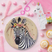 Klimt Zebra | In bloemen toegevoegd Papieren Bordje (Feest)