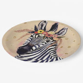 Klimt Zebra | In bloemen toegevoegd Papieren Bordje (Gekanteld)