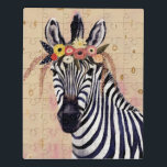 Klimt Zebra | In bloemen toegevoegd Puzzel<br><div class="desc">In deze afbeelding staat een zoete zebra gekleurd in een kroon van bloemen. | Door Victoria Borges</div>