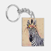 Klimt Zebra | In bloemen toegevoegd Sleutelhanger (Voorkant Links)