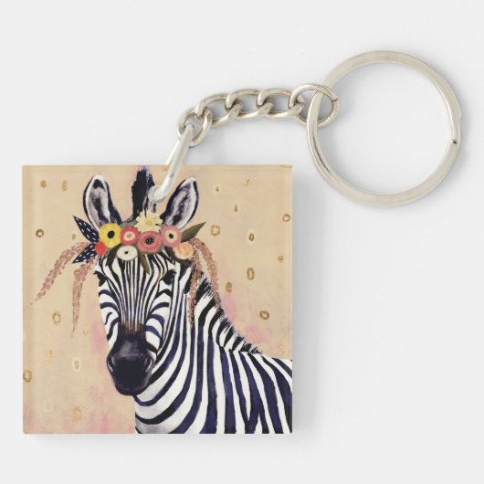 Klimt Zebra | In bloemen toegevoegd Sleutelhanger (Achterkant)