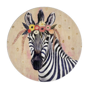 Klimt Zebra In bloemen toegevoegd Snijplank