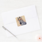 Klimt Zebra | In bloemen toegevoegd Vierkante Sticker (Envelop)