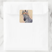 Klimt Zebra | In bloemen toegevoegd Vierkante Sticker (Tas)