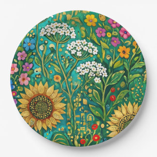 Klimt Zonnebloemwei Papieren Bordje