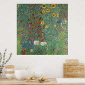 Klimt's Boerderij tuin met zonnebloemen Poster (Keuken)