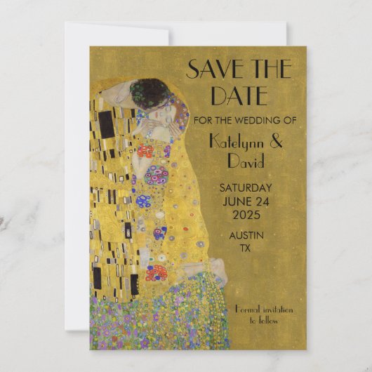 Klimt's De Kus - Art Nouveau Bewaar de Datum Save The Date (Voorkant)