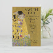 Klimt's De Kus - Art Nouveau Save the Date (Staand voorkant)