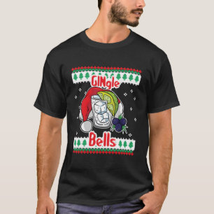 Klingelende Bellen Gin Tonic Glas Kerstman Lelijk T-shirt
