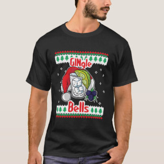 Klingelende Bellen Gin Tonic Glas Kerstman Lelijk T-shirt