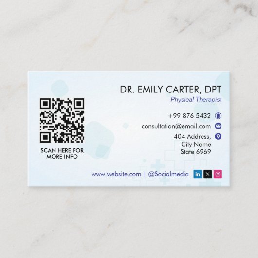 kliniek voor orthopedische therapie | Modern wit Visitekaartje (Voorkant)