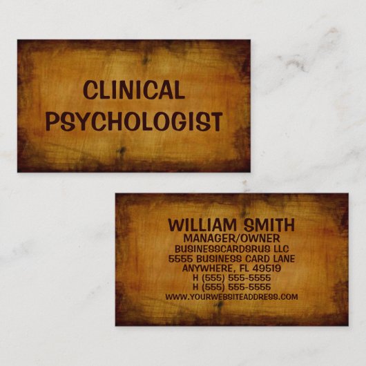 Klinisch psycholoog Antiek Visitekaartje (Voorkant / Achterkant)