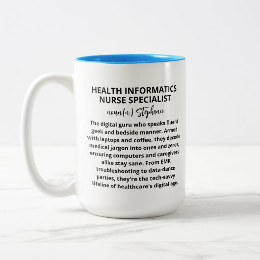 Klinische Nurse Health Informatics Nurse Specialis Tweekleurige Koffiemok (Links)