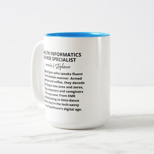 Klinische Nurse Health Informatics Nurse Specialis Tweekleurige Koffiemok (Voorkant links)