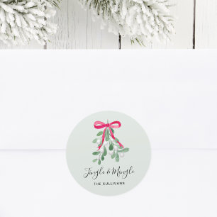 Klink En Klets Misteletoe Groen Kerstmis Ronde Sticker