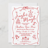 Klink en meng kerst Rode handgetekende Doodles Kaart (Voorkant)