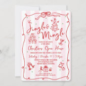 Klink en meng rood handgetekende Doodles Kerstmis Kaart (Voorkant)