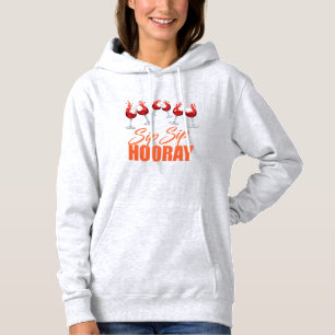 Klink Klink Hoera Wijn Glas Feestelijke Typografie Hoodie