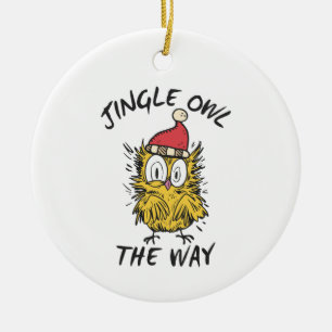 Klink uil de weg Grappige Kerstman Uil Keramisch Ornament