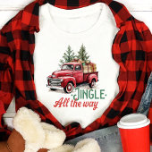 Klinkel de Weg Rode Vrachtwagen Kerstmis Tri-Blend Shirt