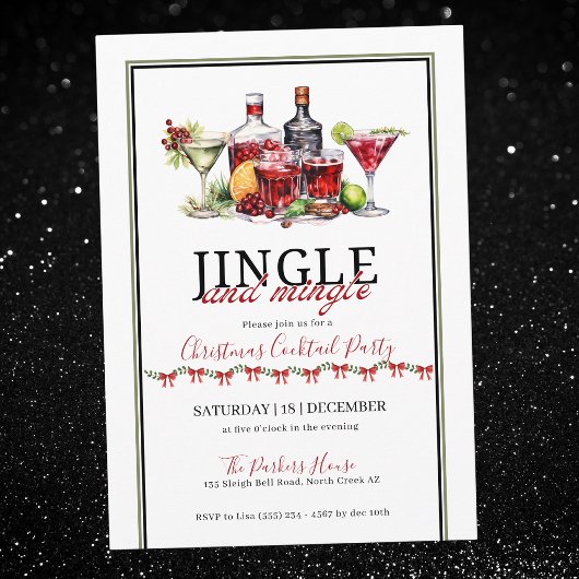 Klinken en ontmoeten kerstcocktailparty kaart