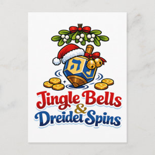 Klinkende bellen & Driedel draait Christmukkah Han Aankondigingskaart