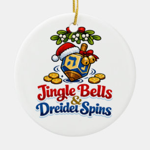 Klinkende bellen & Driedel draait Christmukkah Han Keramisch Ornament