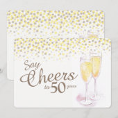 Klinkende champagneglazen 50ste verjaardag kaart (Voorkant / Achterkant)