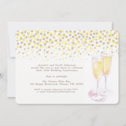 Klinkende champagneglazen 50ste verjaardag kaart (Achterkant)