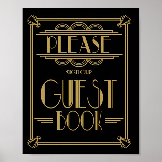 Klinkende jaren 20 Art Deco Gatsby gastboek print (Voorkant)