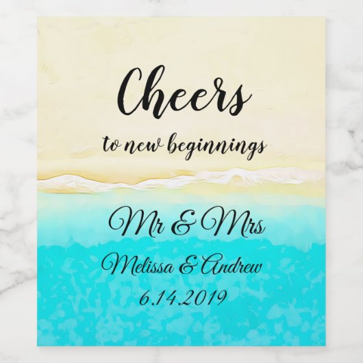 Klinkers Ocean Shore Beach Thema Wijn Etiket (Enkel label)